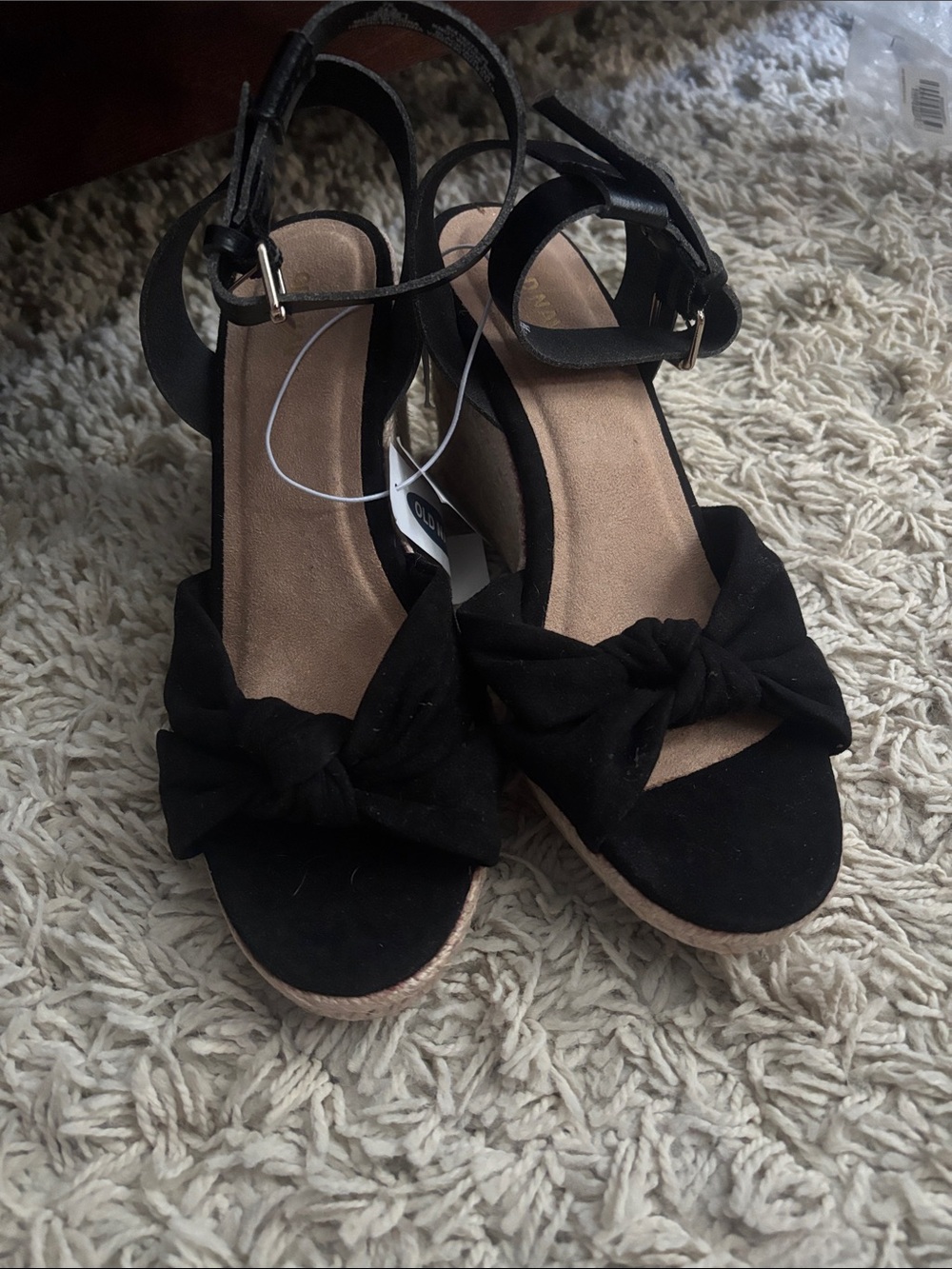Women’s Black Bow Espadrille Wedge Sandals - Brand: old navy